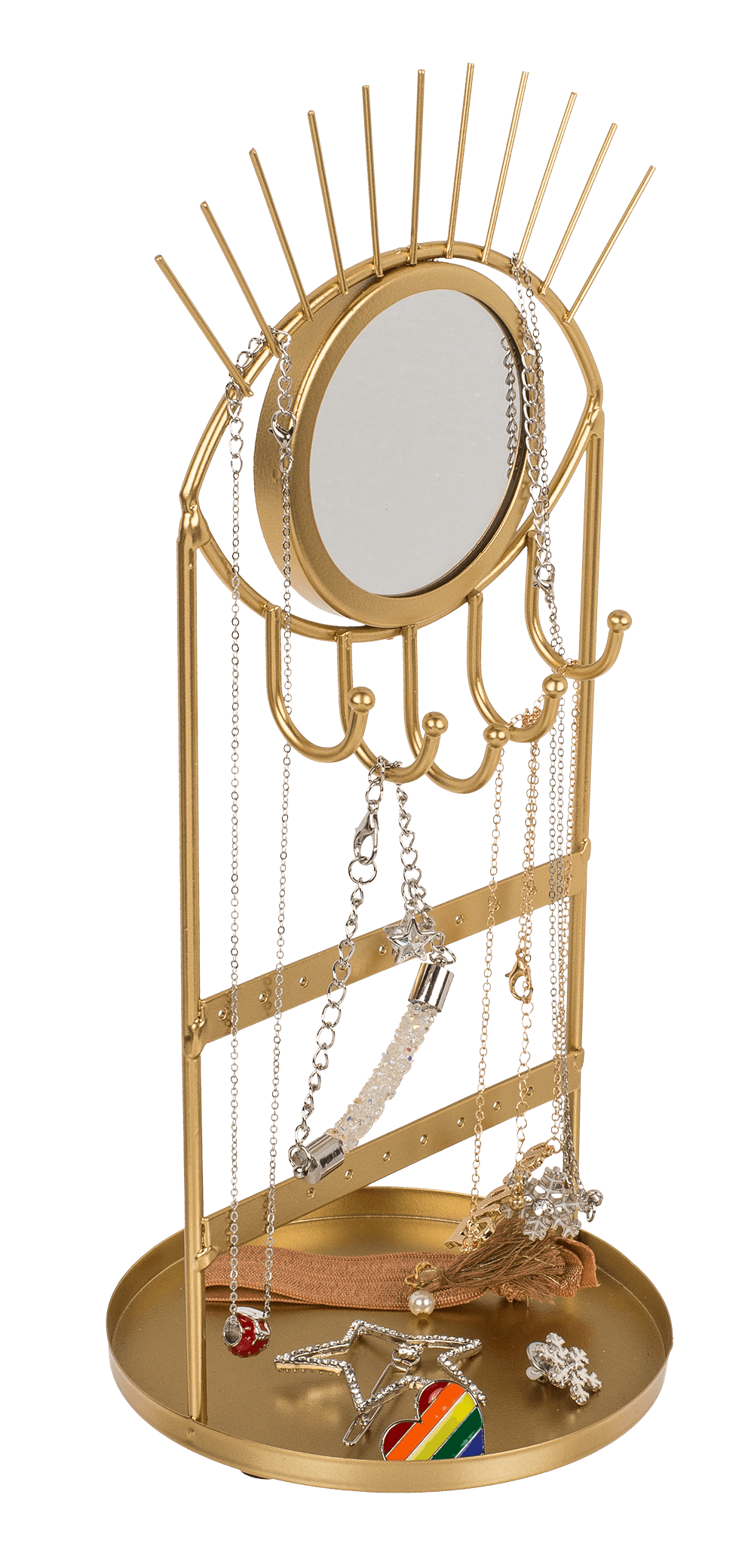 Golden metal jewellery holder with mirror, Eye,