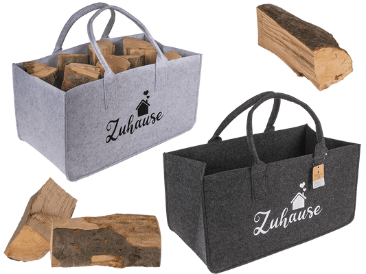 Grey felt bag for wood, Zuhause,