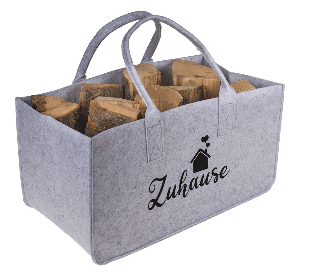 Grey felt bag for wood, Zuhause,