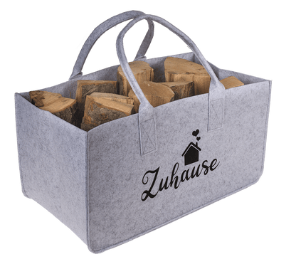 Grey felt bag for wood, Zuhause,