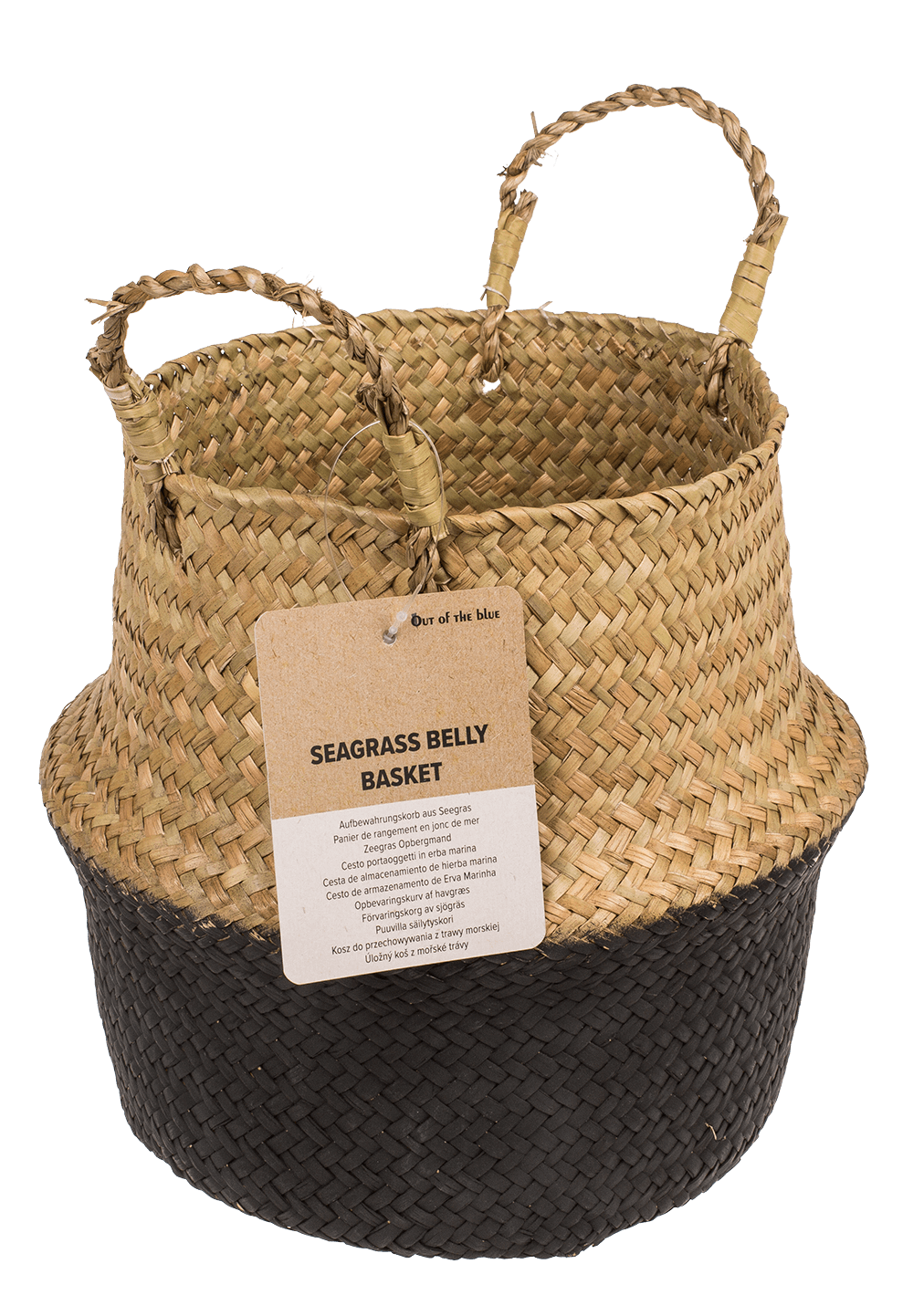 Belly basket made of seagrass, with 2 handles,
