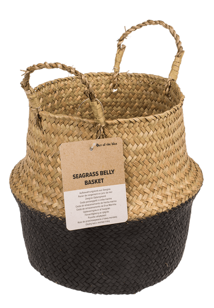 Belly basket made of seagrass, with 2 handles,