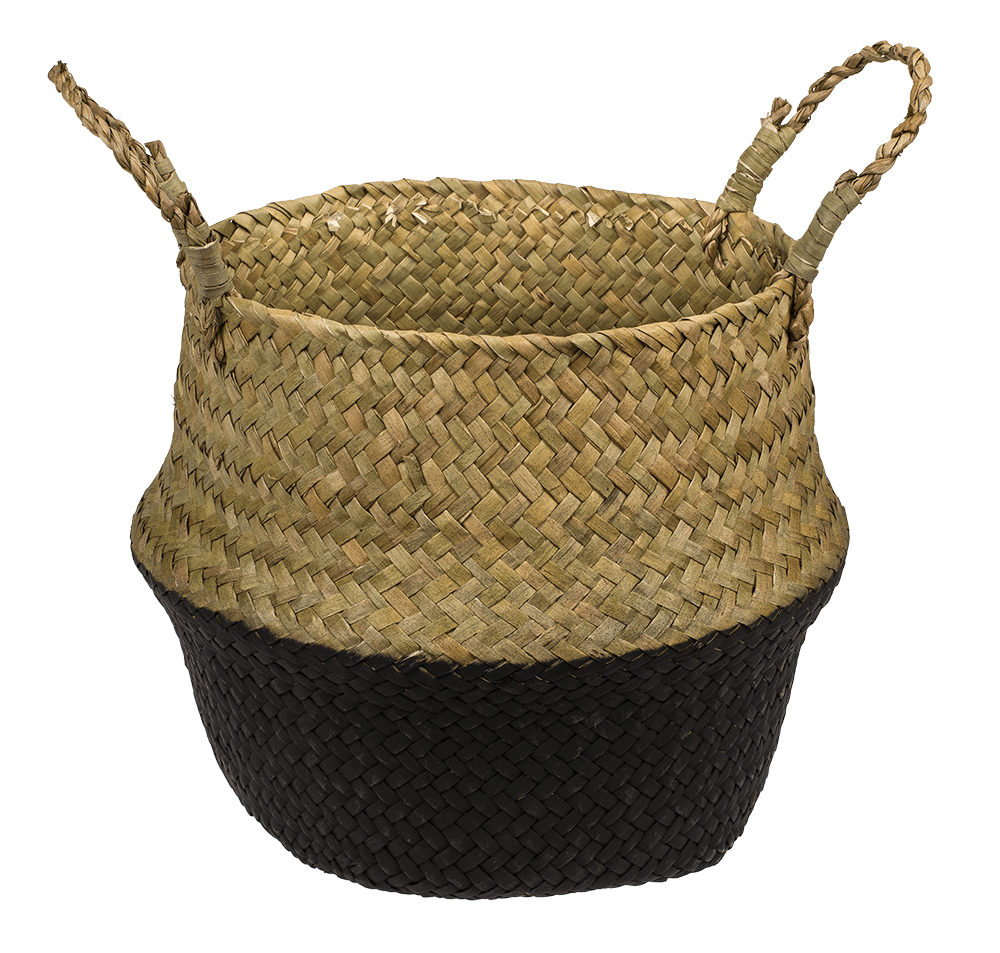 Belly basket made of seagrass, with 2 handles,