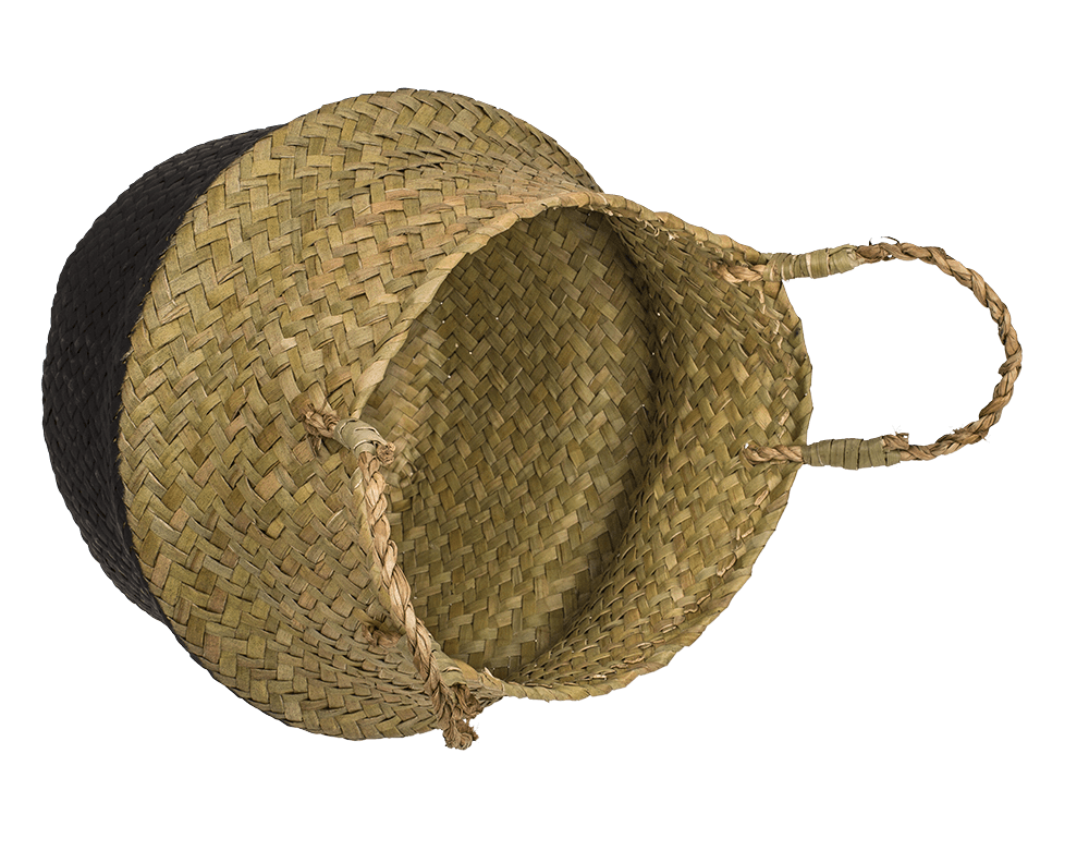Belly basket made of seagrass, with 2 handles,