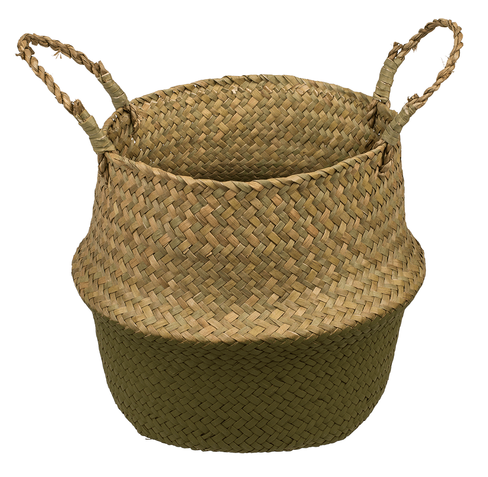 Belly basket made of seagrass, with 2 handles,