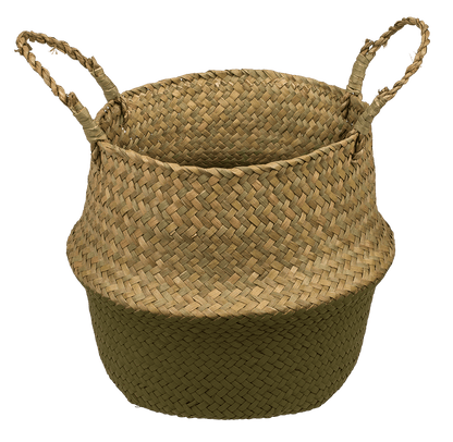 Belly basket made of seagrass, with 2 handles,