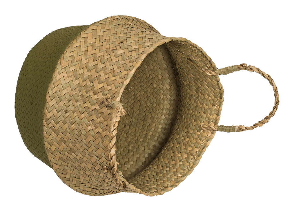 Belly basket made of seagrass, with 2 handles,