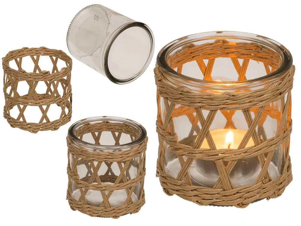 Seagrass/glass tealightholder,