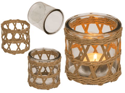 Seagrass/glass tealightholder,