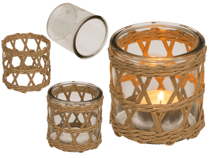 Seagrass/glass tealightholder,