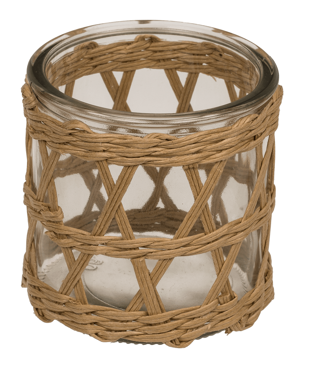 Seagrass/glass tealightholder,