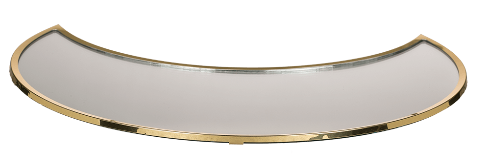 Moon shaped mirror, with golden metal frame,