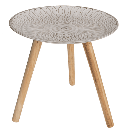 White/nature colored wooden table,