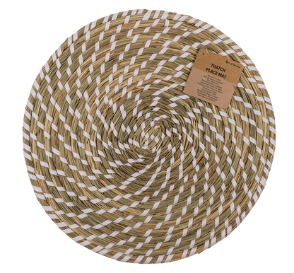 Round thatch place mat, D: ca. 32 cm,