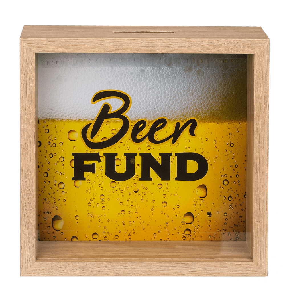 Wooden saving box, Beer fund,