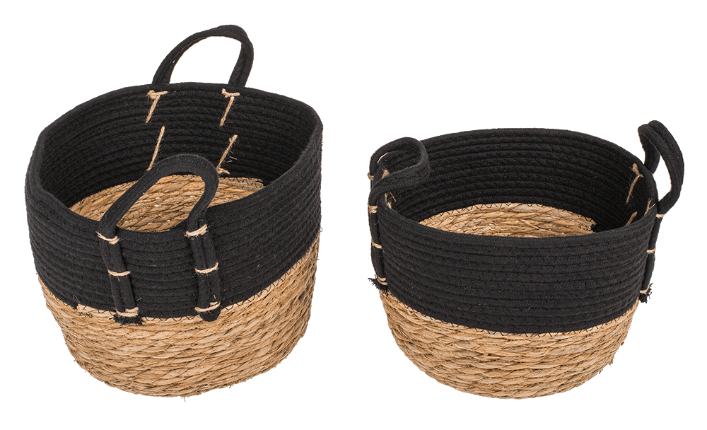 Storage basket with 2 handles, black,