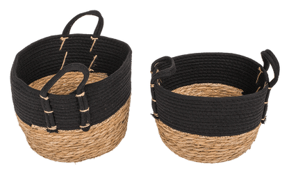 Storage basket with 2 handles, black,