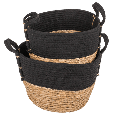 Storage basket with 2 handles, black,