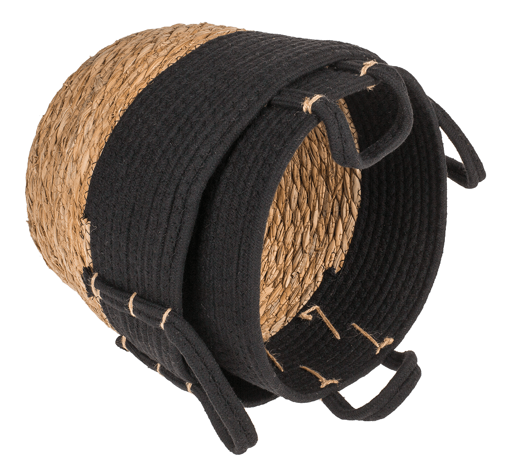 Storage basket with 2 handles, black,