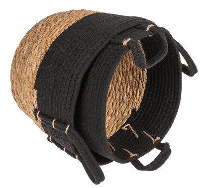 Storage basket with 2 handles, black,