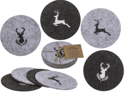 Felt coaster, Deer, D: 10 cm, thickness: 3mm,