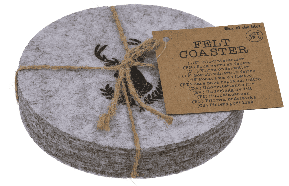Felt coaster, Deer, D: 10 cm, thickness: 3mm,