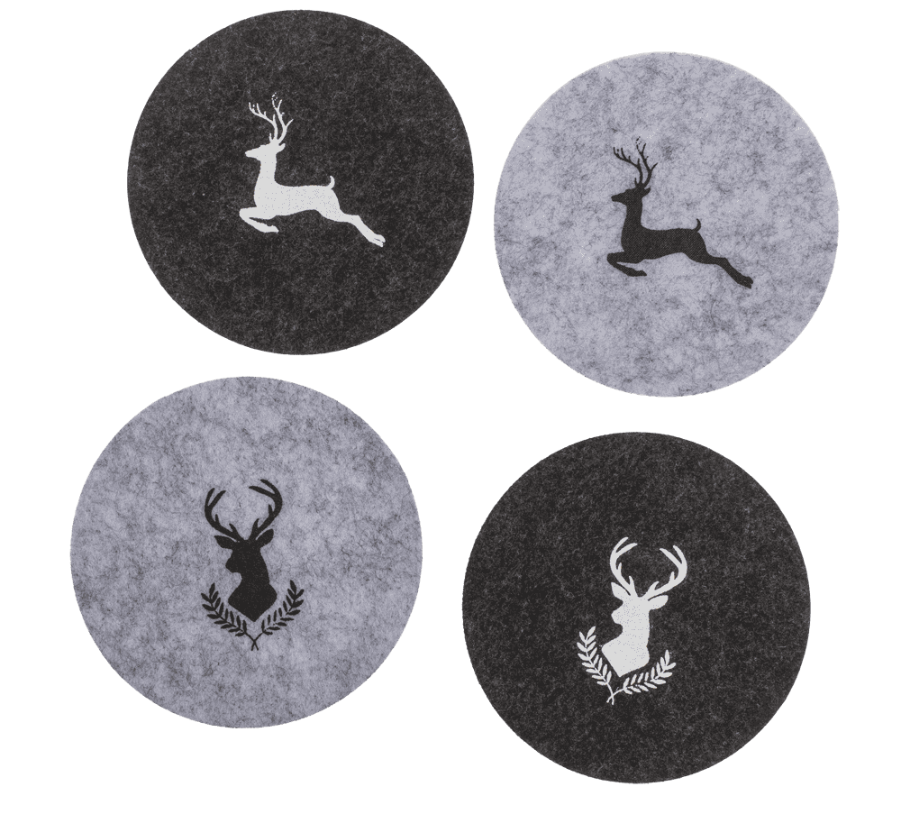 Felt coaster, Deer, D: 10 cm, thickness: 3mm,