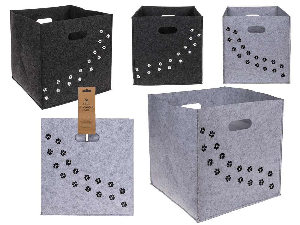 Felt storage box, Dog paws/Cat paws,