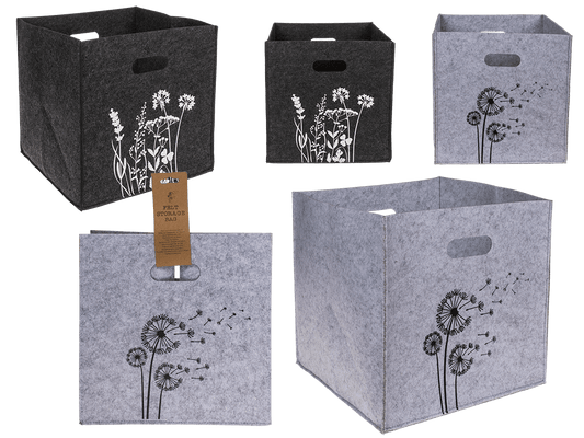 Felt storage box, Dandelion/Wild flowers,