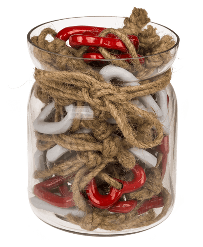 Metal hearts with jute rope, 10 x 10 x 12cm,