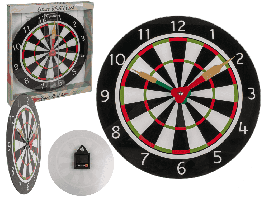 Glass-Wall clock, Dart Match, D:  30 cm,