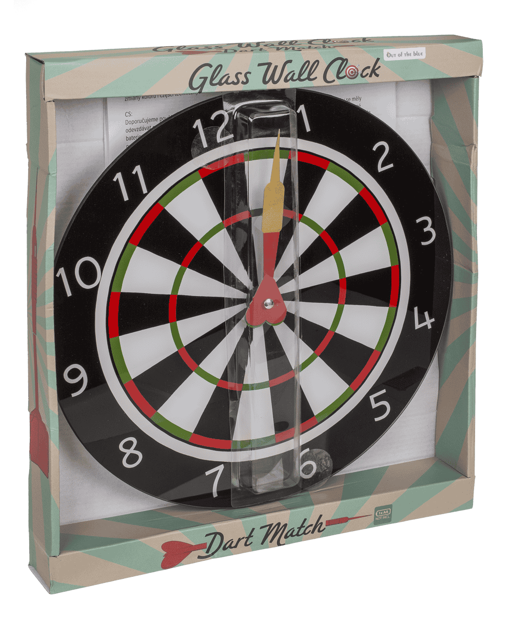 Glass-Wall clock, Dart Match, D:  30 cm,