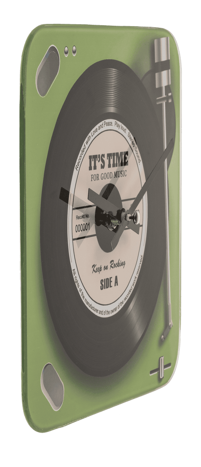 Glass-Wall clock, Record Player, 20 x 20 cm,