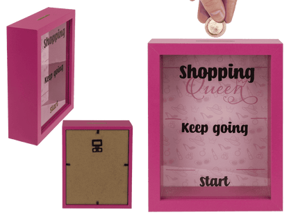 Wooden saving box, Shopping Queen,