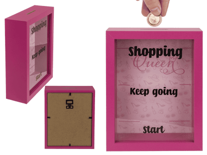 Wooden saving box, Shopping Queen,