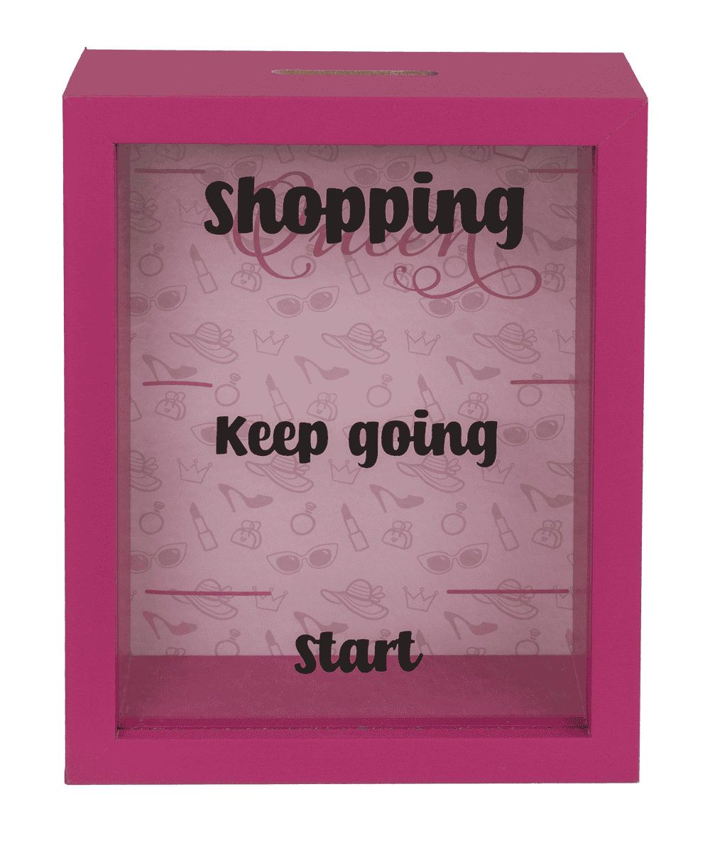 Wooden saving box, Shopping Queen,