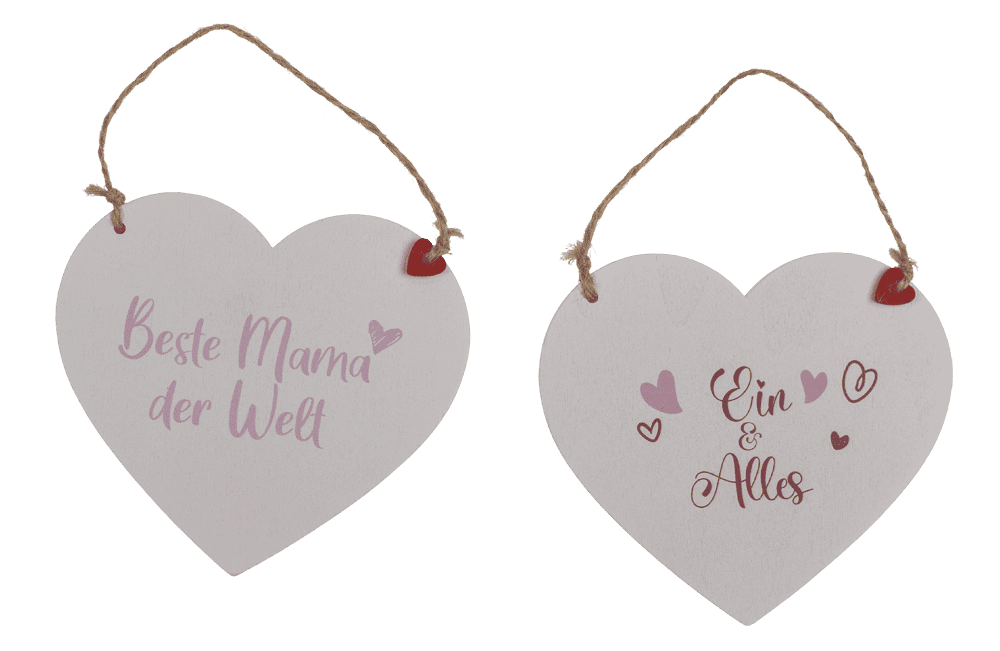 Wooden hearts with wordings, for hanging,