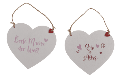 Wooden hearts with wordings, for hanging,