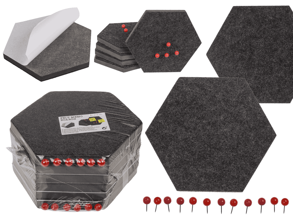 felt memo boards for sticking, hexagonal,