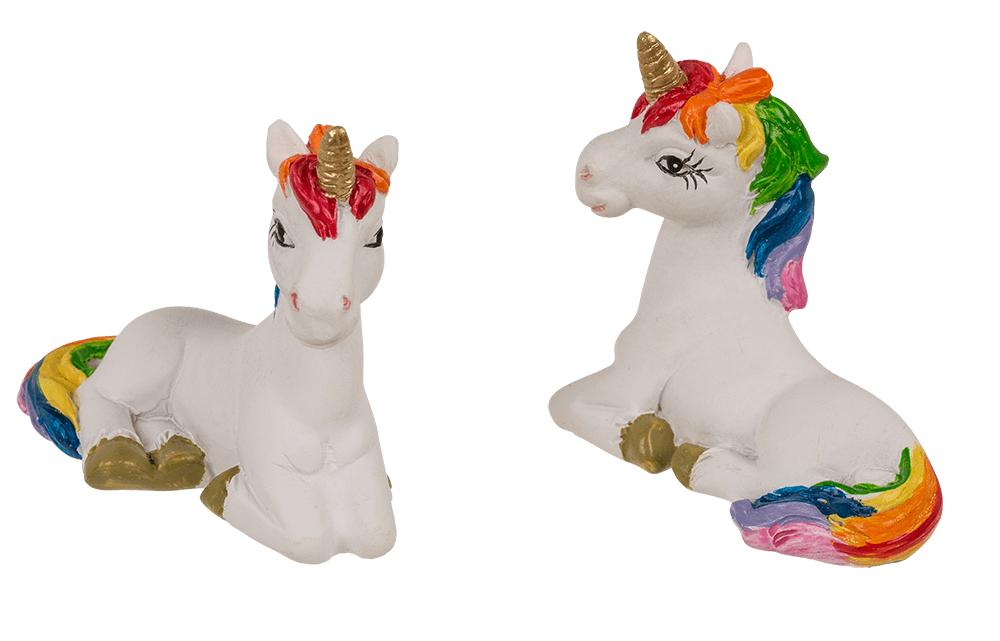 Unicorn, in rainbow paper bag,