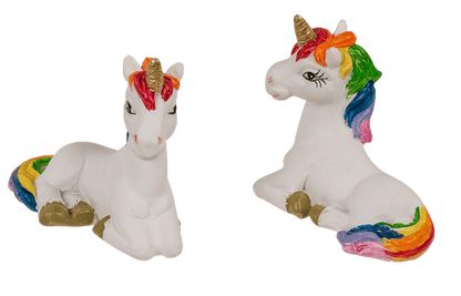 Unicorn, in rainbow paper bag,