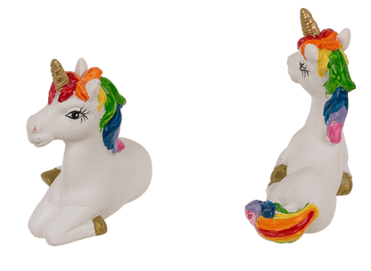 Unicorn, in rainbow paper bag,