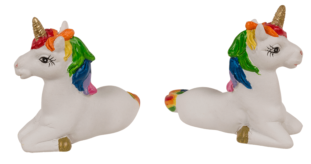 Unicorn, in rainbow paper bag,