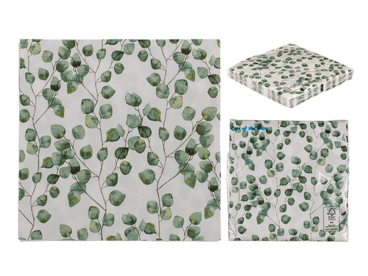 Paper napkins, Eucalyptus leaves,