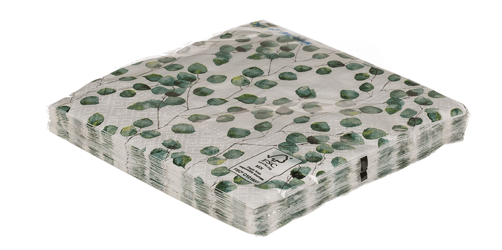 Paper napkins, Eucalyptus leaves,