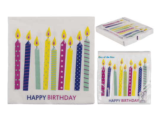 Paper napkins, Birthday candles,