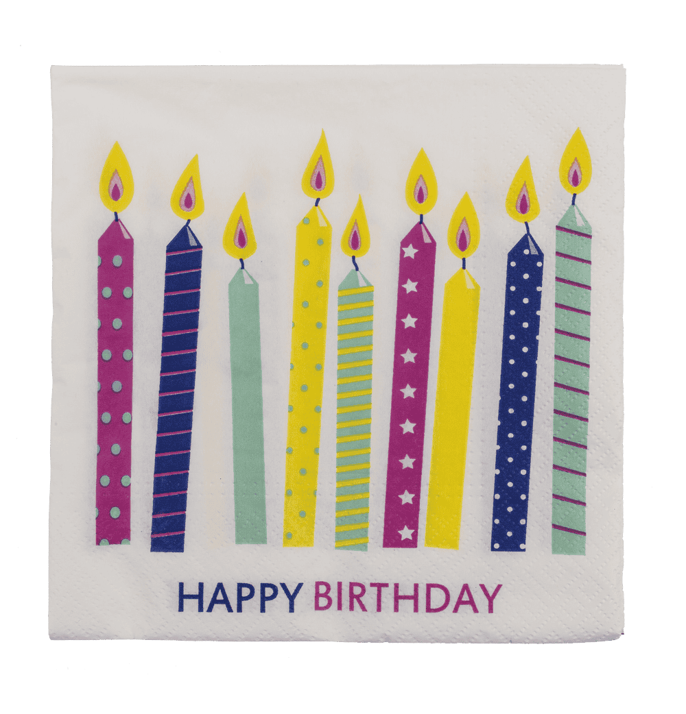 Paper napkins, Birthday candles,