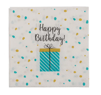 Paper napkins, present with Happy