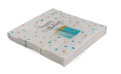 Paper napkins, present with Happy
