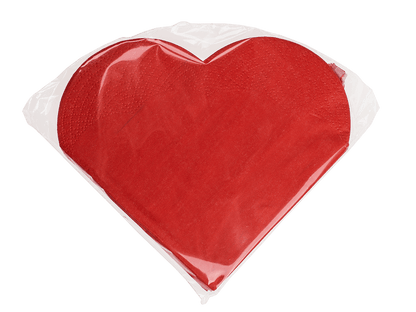 Red coloured paper napkins in heart design,